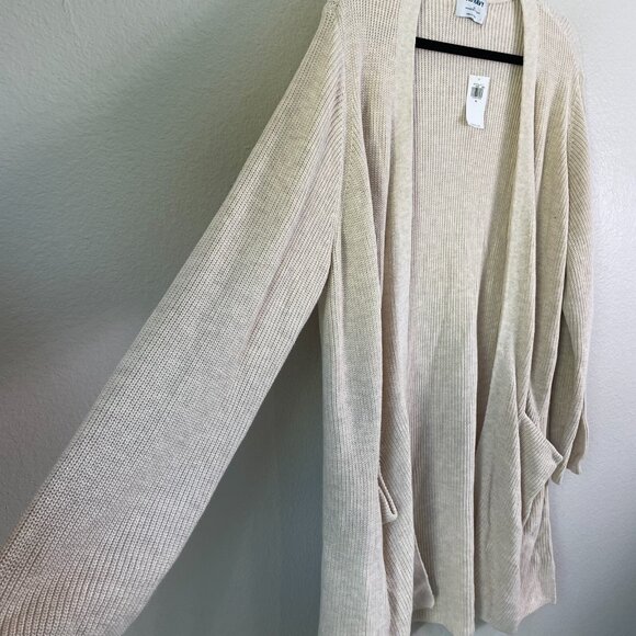 NEW Old Navy Womens XL Tan Open Knit Cardigan Sweater Pockets Mid Length - Picture 6 of 11